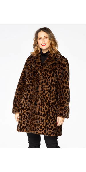 Yoek | Mantel faux fur BROWN LEOPARD