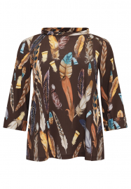 Shirt A-line turtle neck FEATHERS - brown