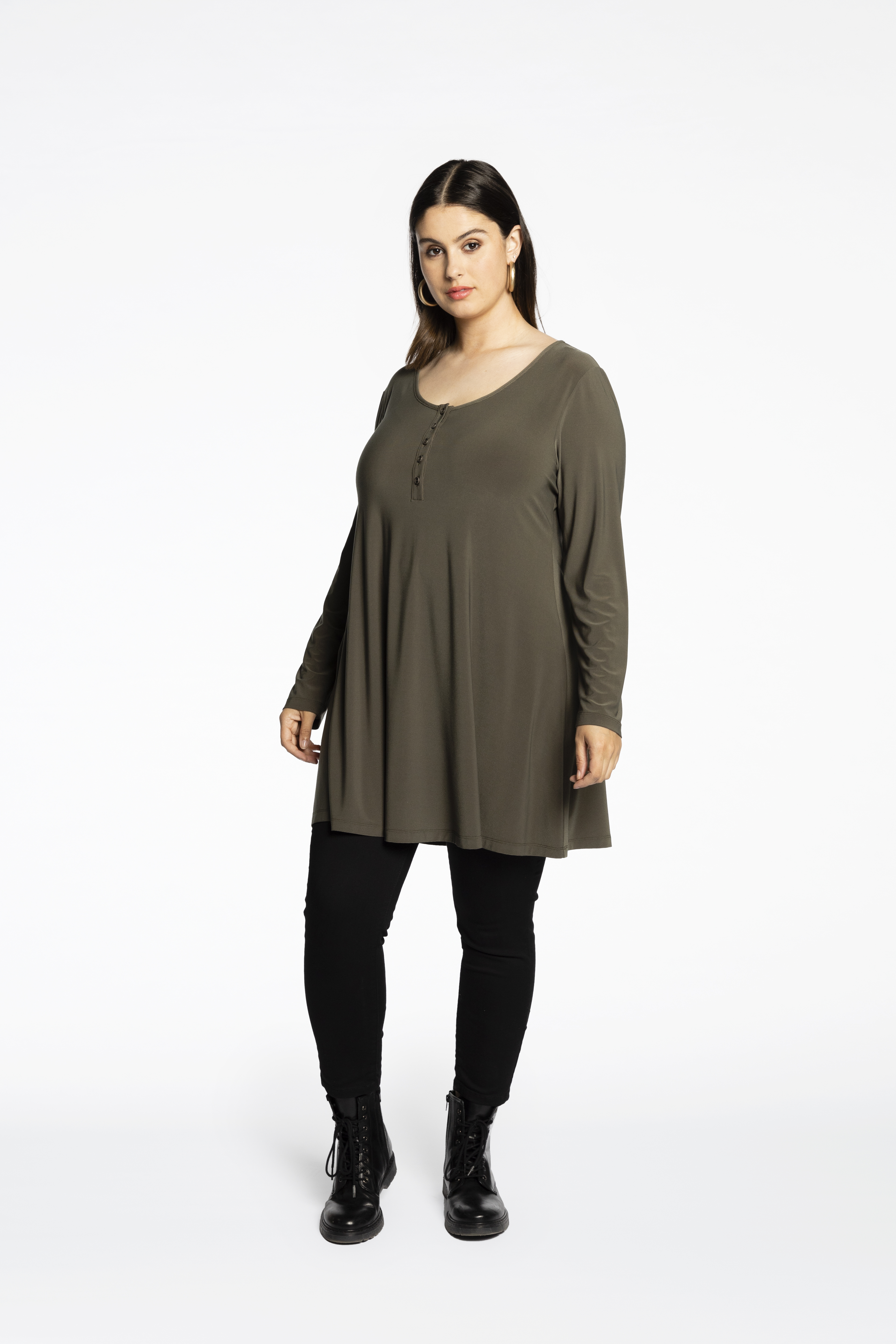 Tunic wide bottom buttoned DOLCE - black green 