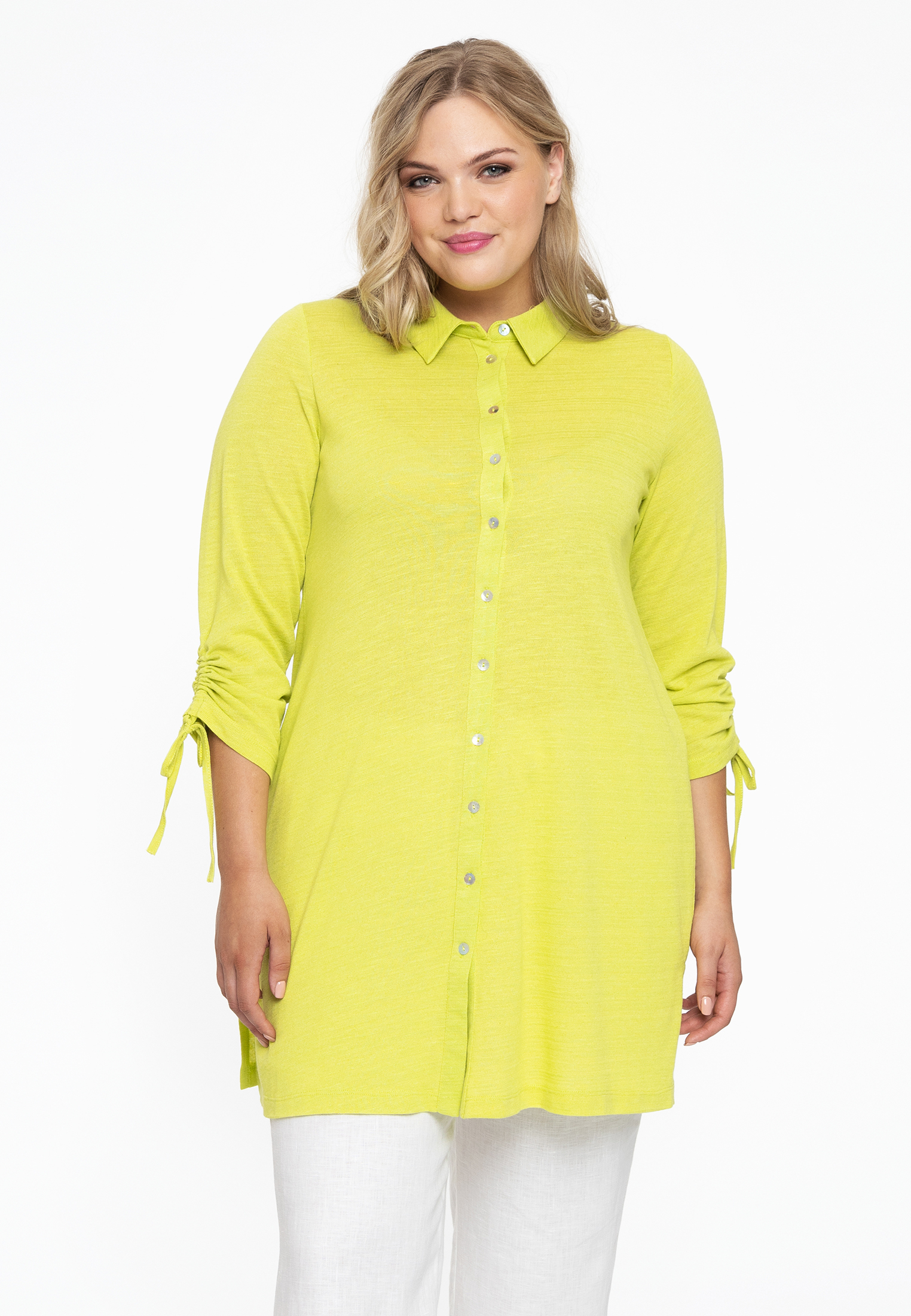 Blouse wide drawstring COCOON - blue bright green